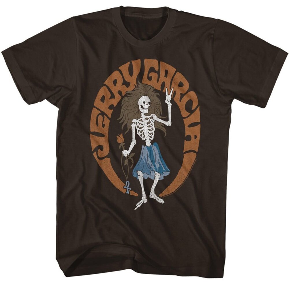 Jerry Garcia Skeleton Hippie Vintage Rock Music Graphic Shirt 98